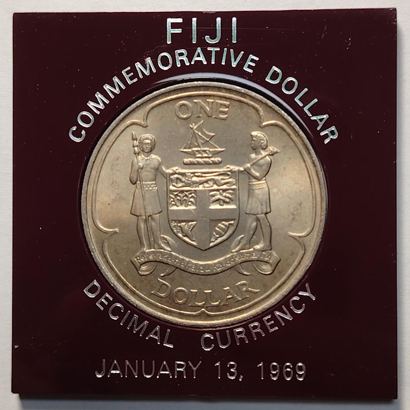 布加迪🐬～世界钱币(上海)🌾第 260 期 /  各国套币和散币 斐济🇫🇯 1969年 1元 克朗币