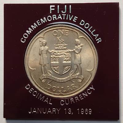 布加迪🐬～世界钱币(上海)🌾第 260 期 /  各国套币和散币 - 斐济🇫🇯 1969年 1元 克朗币