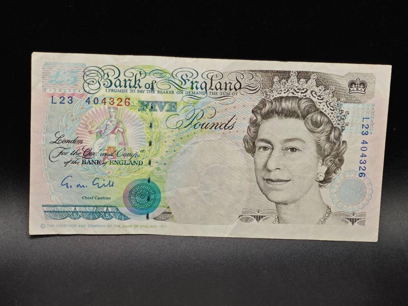 【淘币小摊】限时拍第八百拍  纸币场  满百包邮可预留两周  周一统一发货  英国1990年5镑