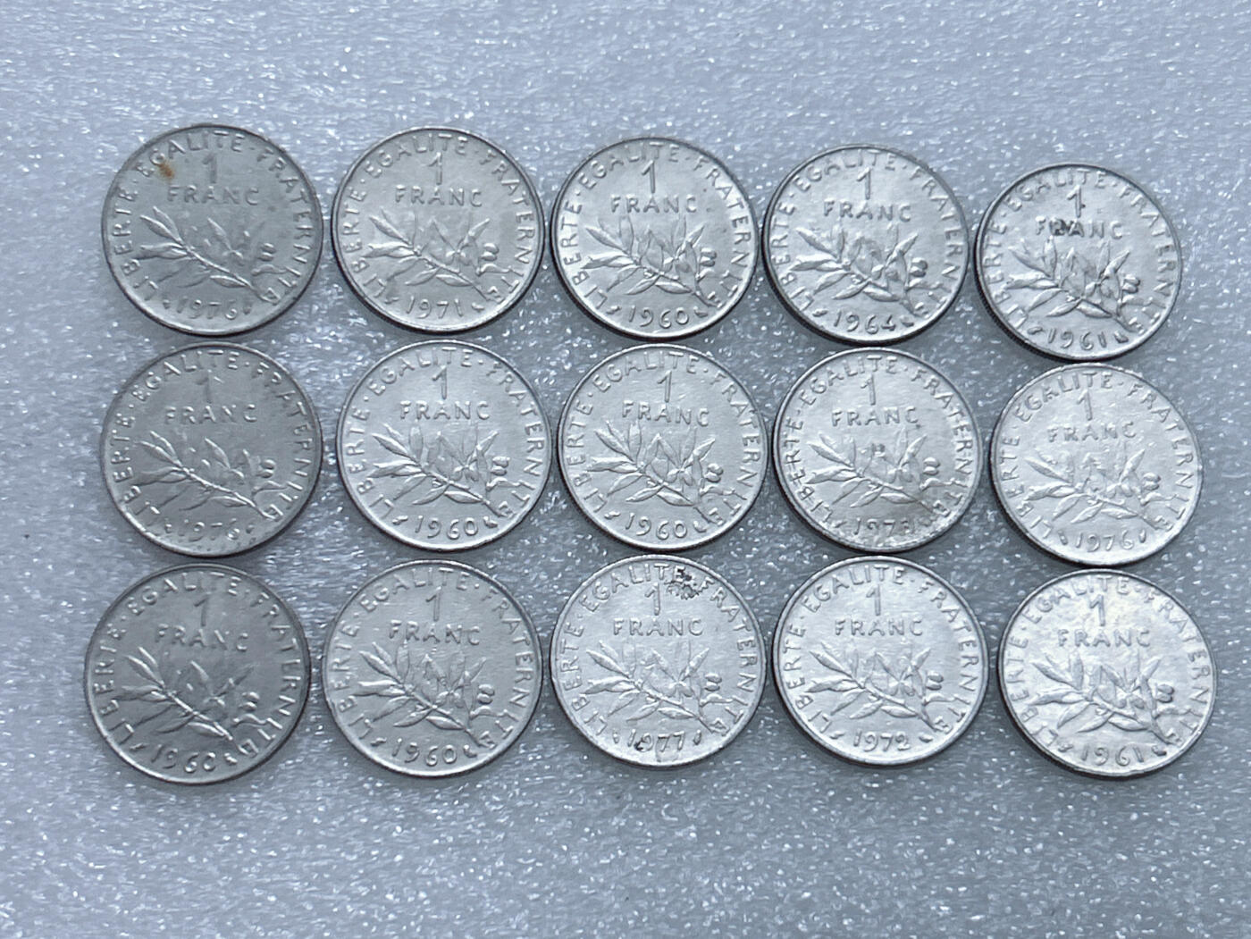 第一海外回流一元起拍收藏 散集专场  第268期 法国1法郎硬币 15枚