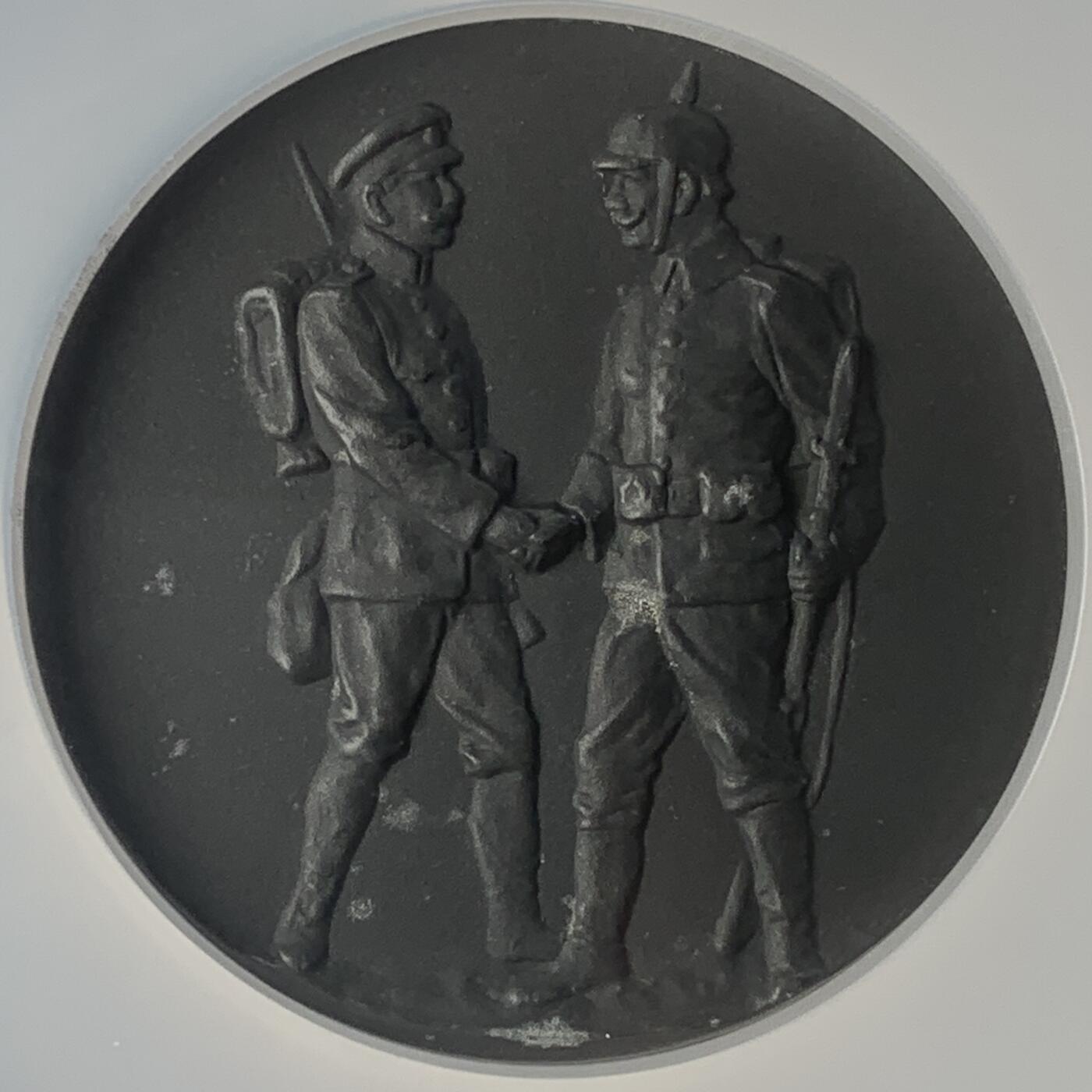 掌中浮雕-藏着的欧洲第042场 NGC MS62 : 1915年一战德意志第二帝国奥古斯特•冯•马肯森将军纪念章 , 50mm , 锌制，稀少