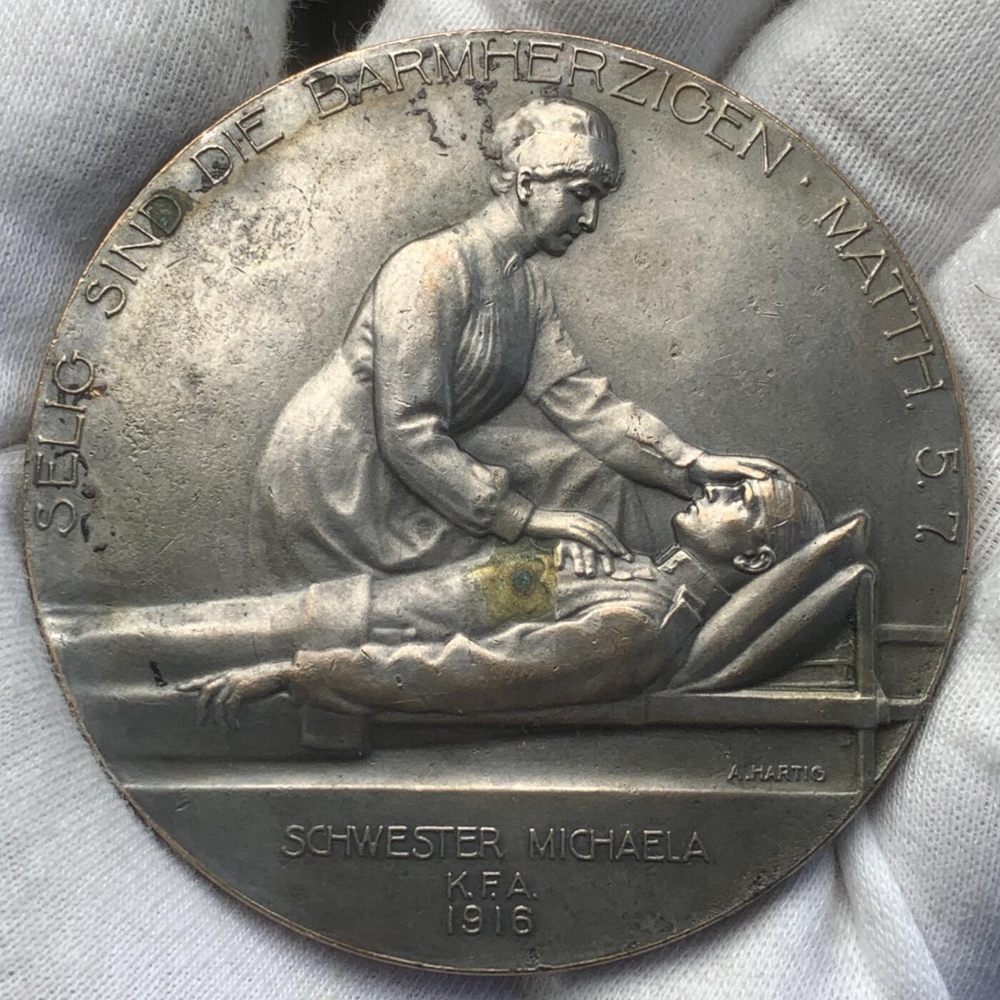 掌中浮雕-藏着的欧洲第042场 1916年奥地利玛丽·特蕾莎女伯爵镀银铜章 , 65mm