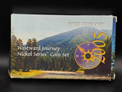 【淘币小摊】实时拍第七百九十九拍   银币套币场   满百包邮可预留二周 每周一统一发货   - 美国2005年西进运动5分纪念币3厂别原盒原证