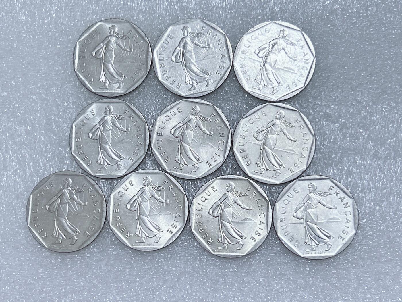 第一海外回流一元起拍收藏 散集专场  第268期 法国2法郎硬币 10枚