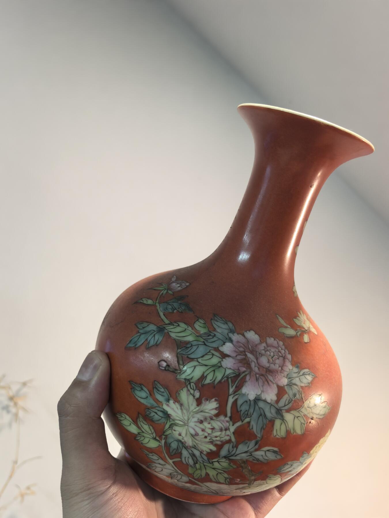 兰馨堂瓷器专场 老粉彩凤鸟瓷瓶