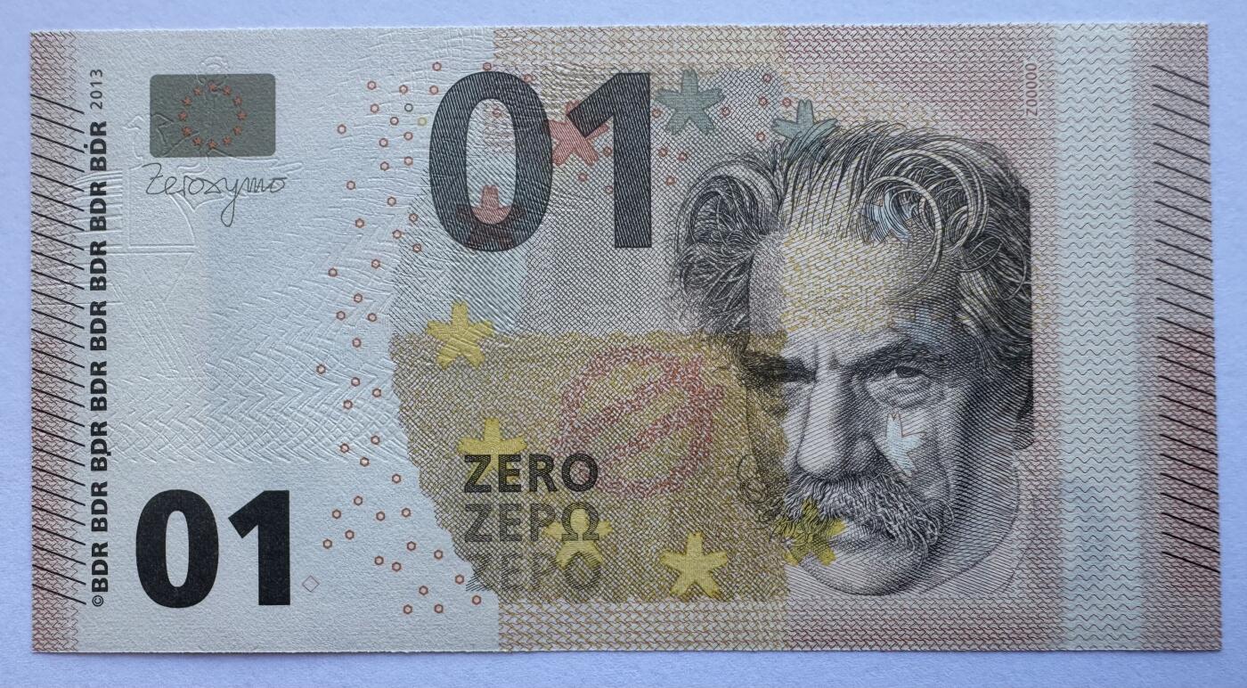 2025第25场（总第225期）：精品测试钞、纪念钞、塑料钞、连体钞综合场 阿尔贝特.史怀哲 01面额欧元测试钞UNC（压印版）