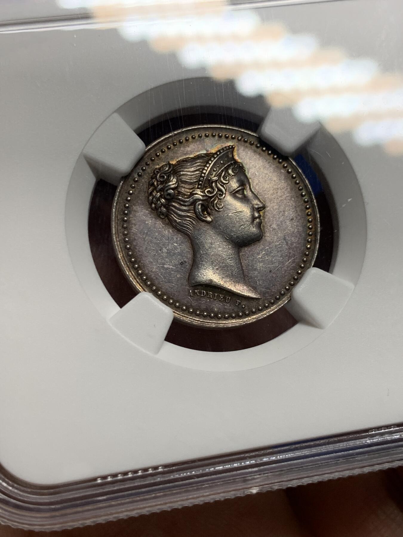 《竞宝斋》第439场 周日，周一，周二 3场连拍 （全场包邮） NGC MS62 法国1813年玛丽·路易丝皇后视察巴黎造币厂纪念银章 原铸