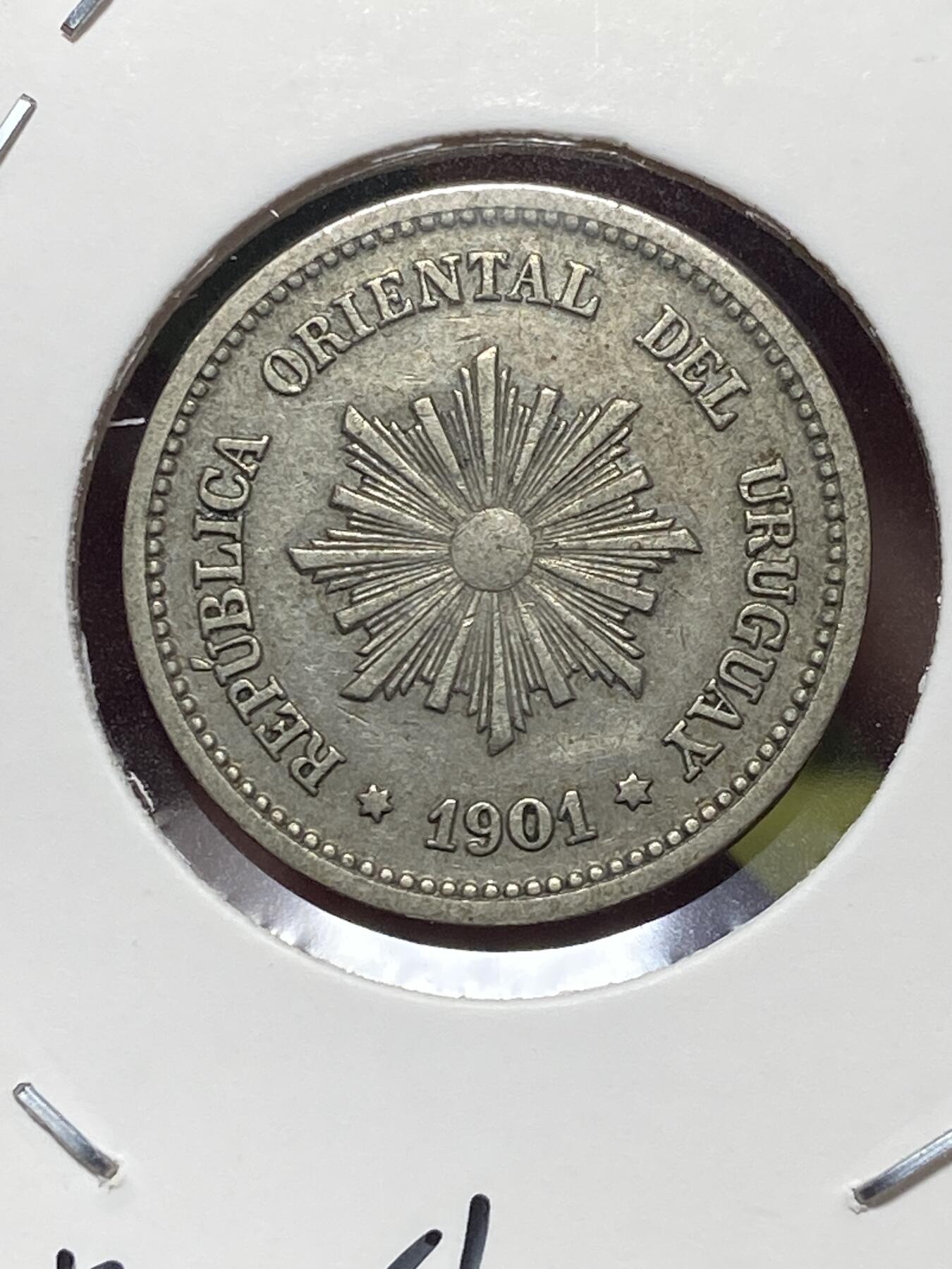 2025年第一百三十场(总第一百五十六场）外国好品纸夹散币场(免佣金) 少见好品–乌拉圭🇺🇾1901年2分(A标，德国柏林亚伦·赫希父子公司造)