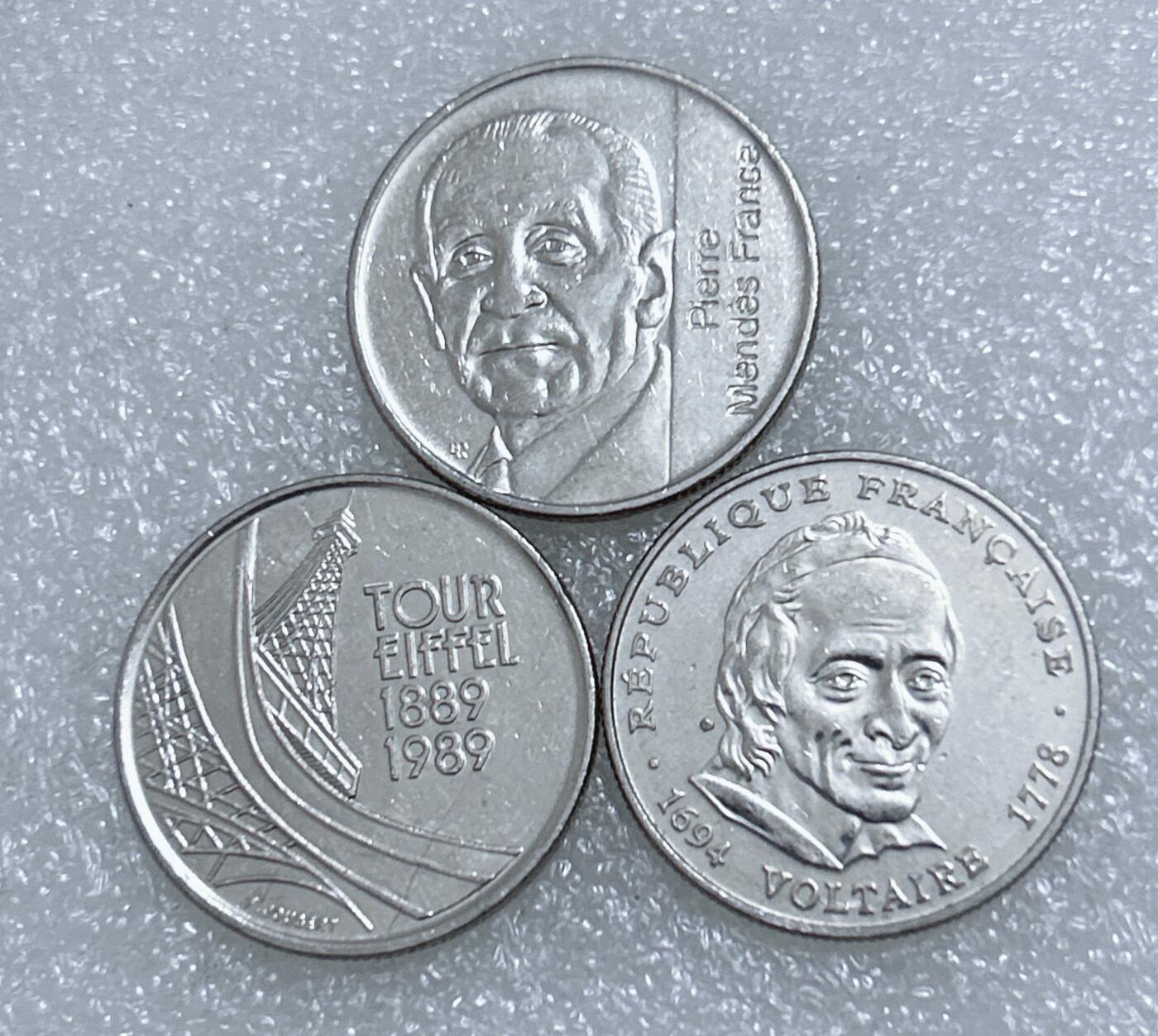 第一海外回流一元起拍收藏 散集专场  第268期 法国不同版本5法郎纪念币 3枚