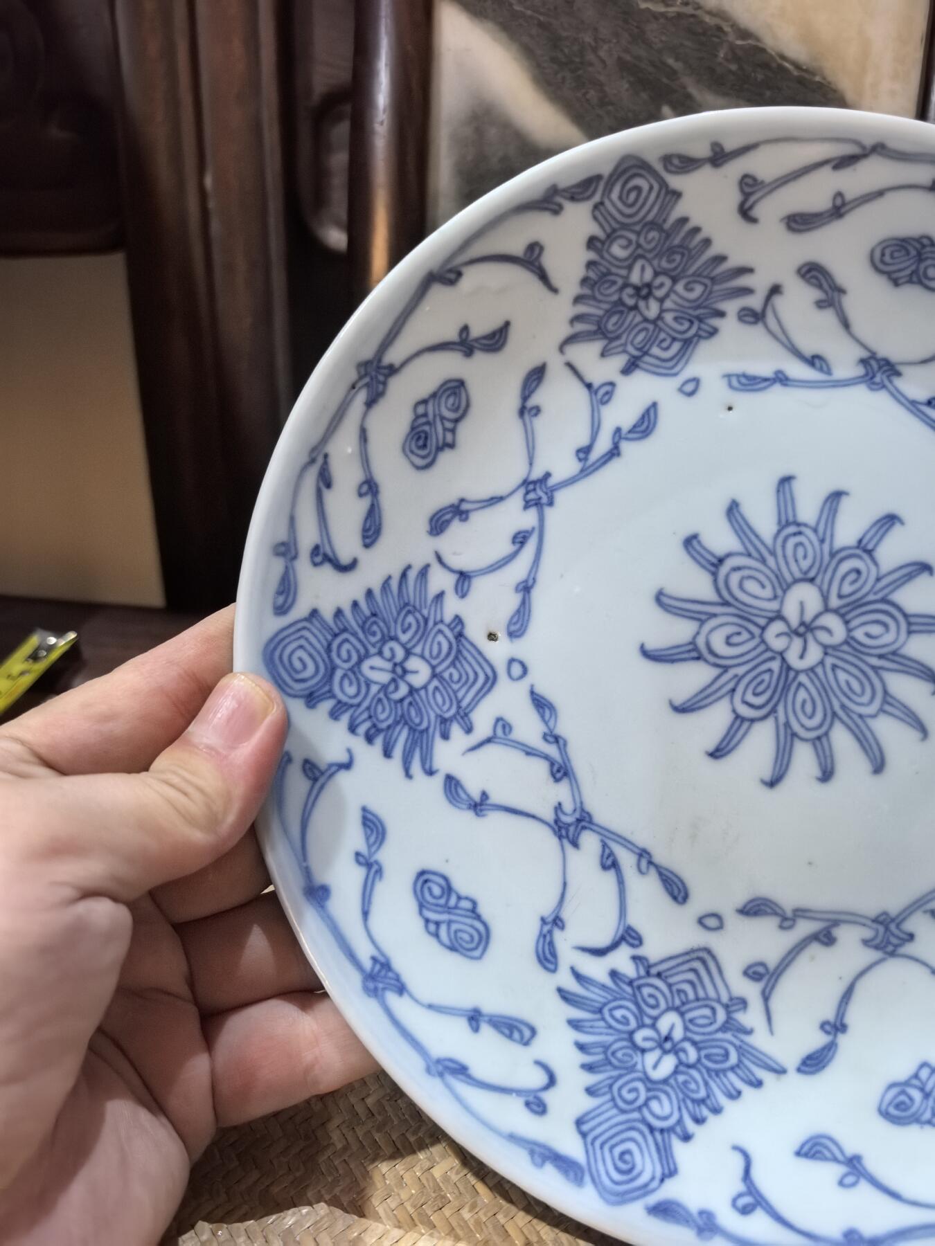 兰馨堂瓷器专场 清代宝相纹青花大盘，老瓷器老青花瓷老盘子