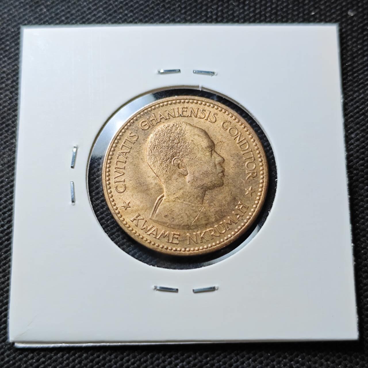 KK钱币收藏小铺  第373场  2月预留时间 周末发货  1958加纳1便士铜币 好品