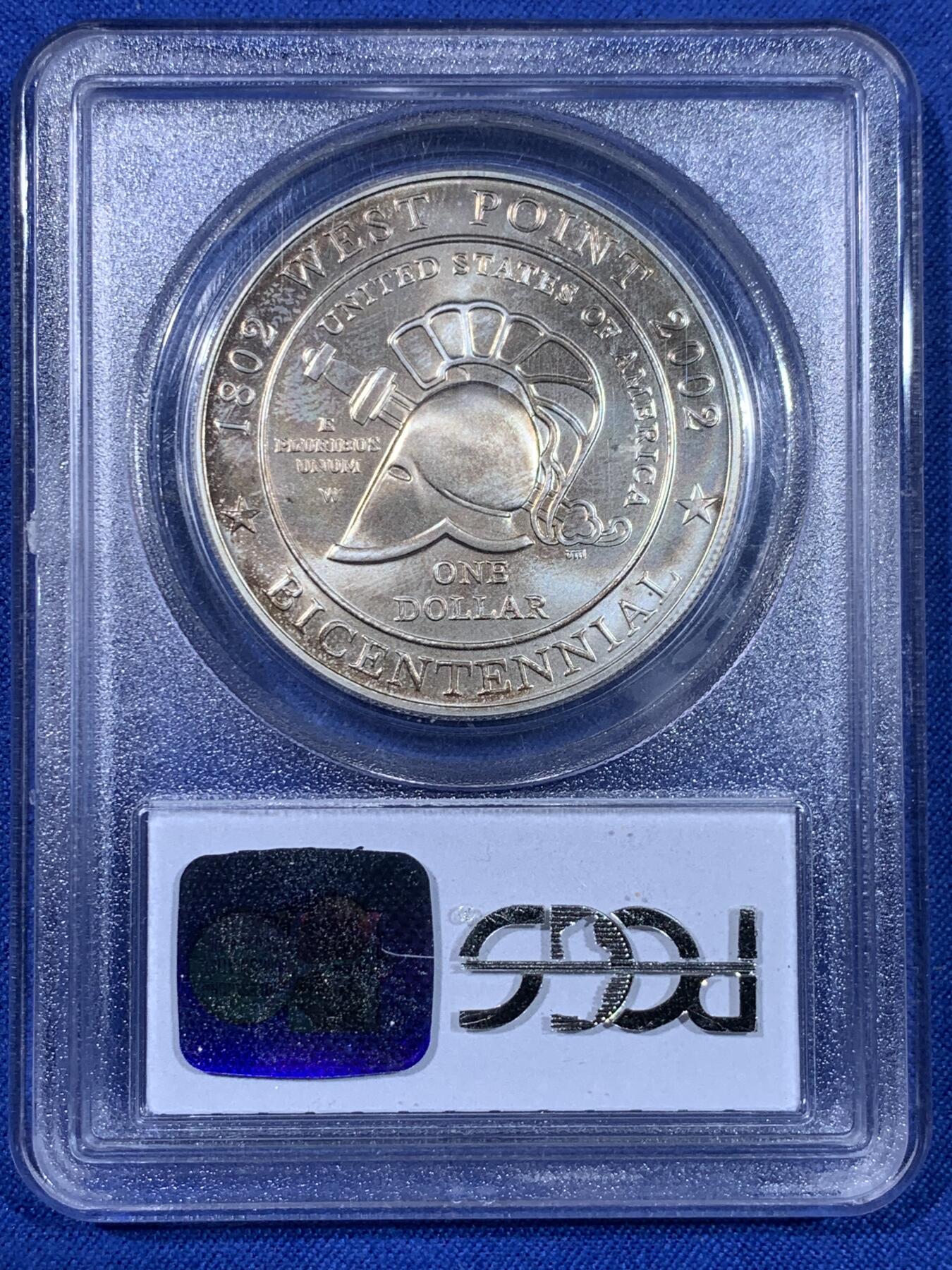 《竞宝斋》第439场 周日，周一，周二 3场连拍 （全场包邮） PCGS MS69 美国2002年1美元普制银币 西点军校成立200周年