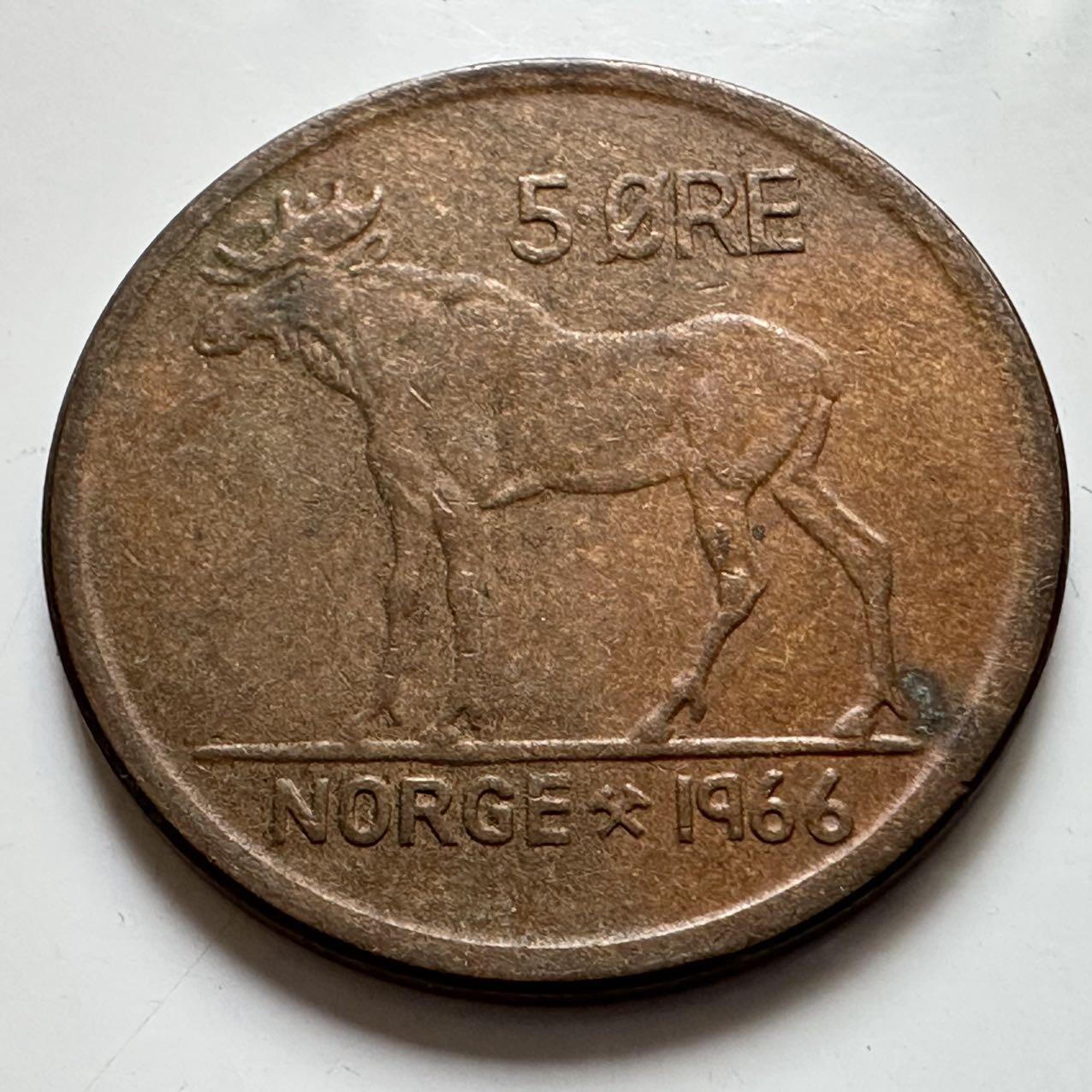 🌹外币初藏🌹🐯2025年第129场  每周二四六晚8️⃣点 接代拍 挪威1966年5欧尔