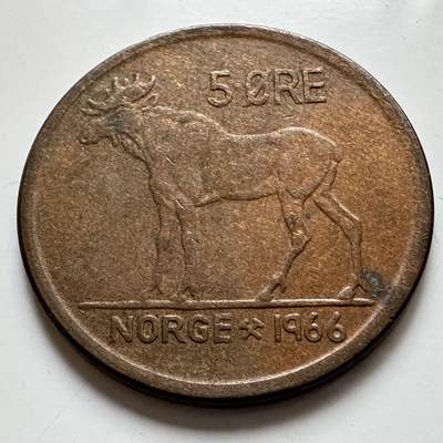 🌹外币初藏🌹🐯2025年第129场  每周二四六晚8️⃣点 接代拍 - 挪威1966年5欧尔