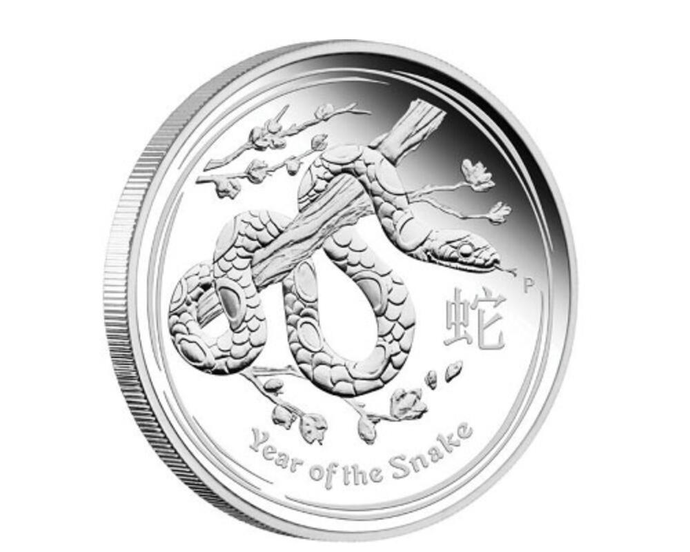 PThappally收藏第54次拍卖，英联邦地区硬币纸币 澳大利亚 2013  1元 珀斯铸币厂蛇年高浮雕 1 盎司 纯银精制纪念币 TQGMS 70DC