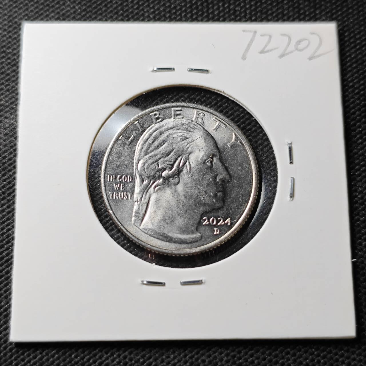 KK钱币收藏小铺  第372场  2月预留时间 周末发货  2024美国25分纪念币 好品