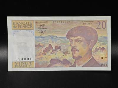 【淘币小摊】限时拍第八百拍  纸币场  满百包邮可预留两周  周一统一发货  - 法国1986年20法郎