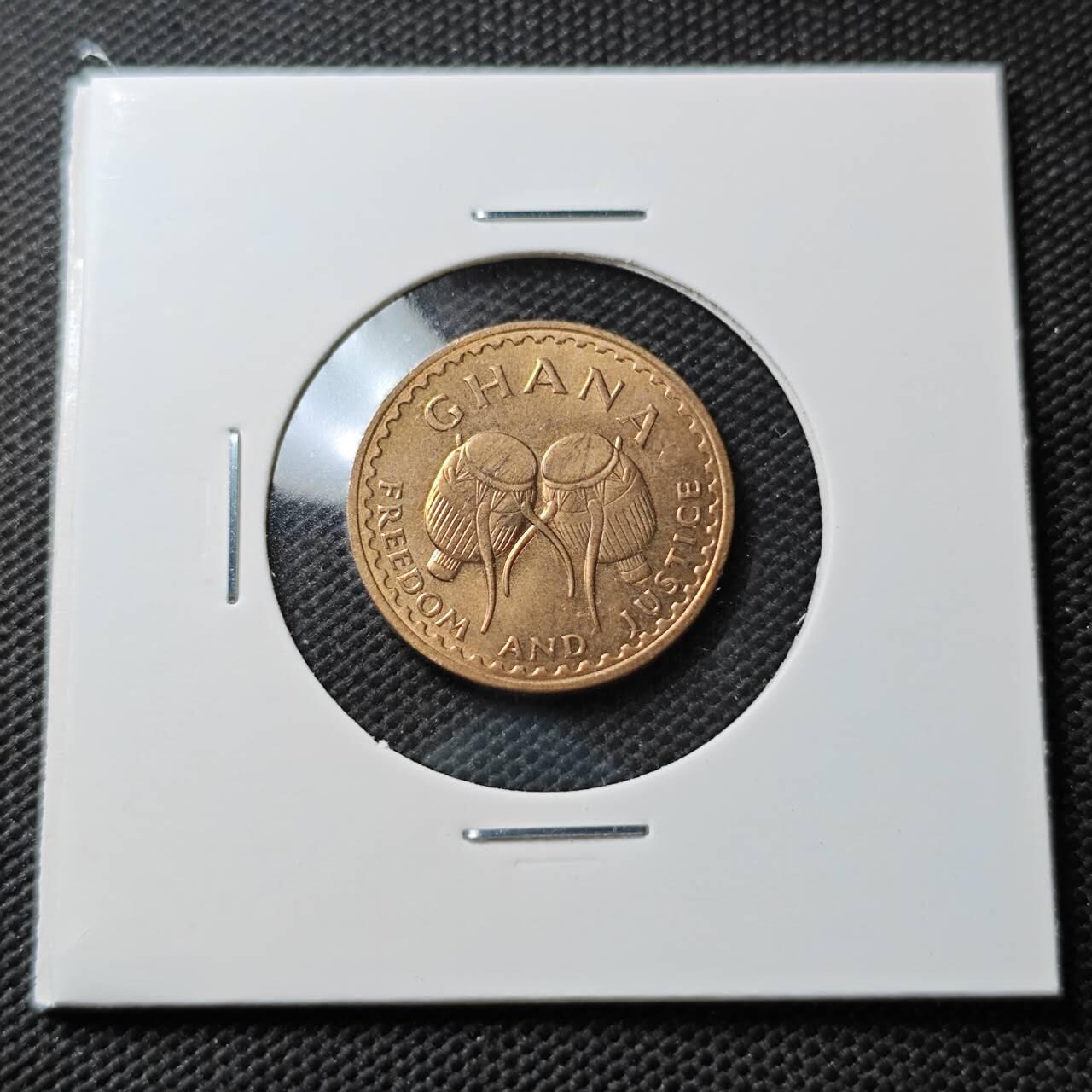 KK钱币收藏小铺  第373场  2月预留时间 周末发货  1967加纳0.5比塞瓦铜币 好品