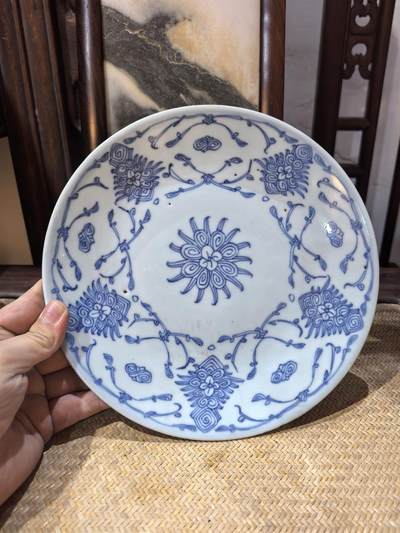 兰馨堂瓷器专场 - 清代宝相纹青花大盘，老瓷器老青花瓷老盘子