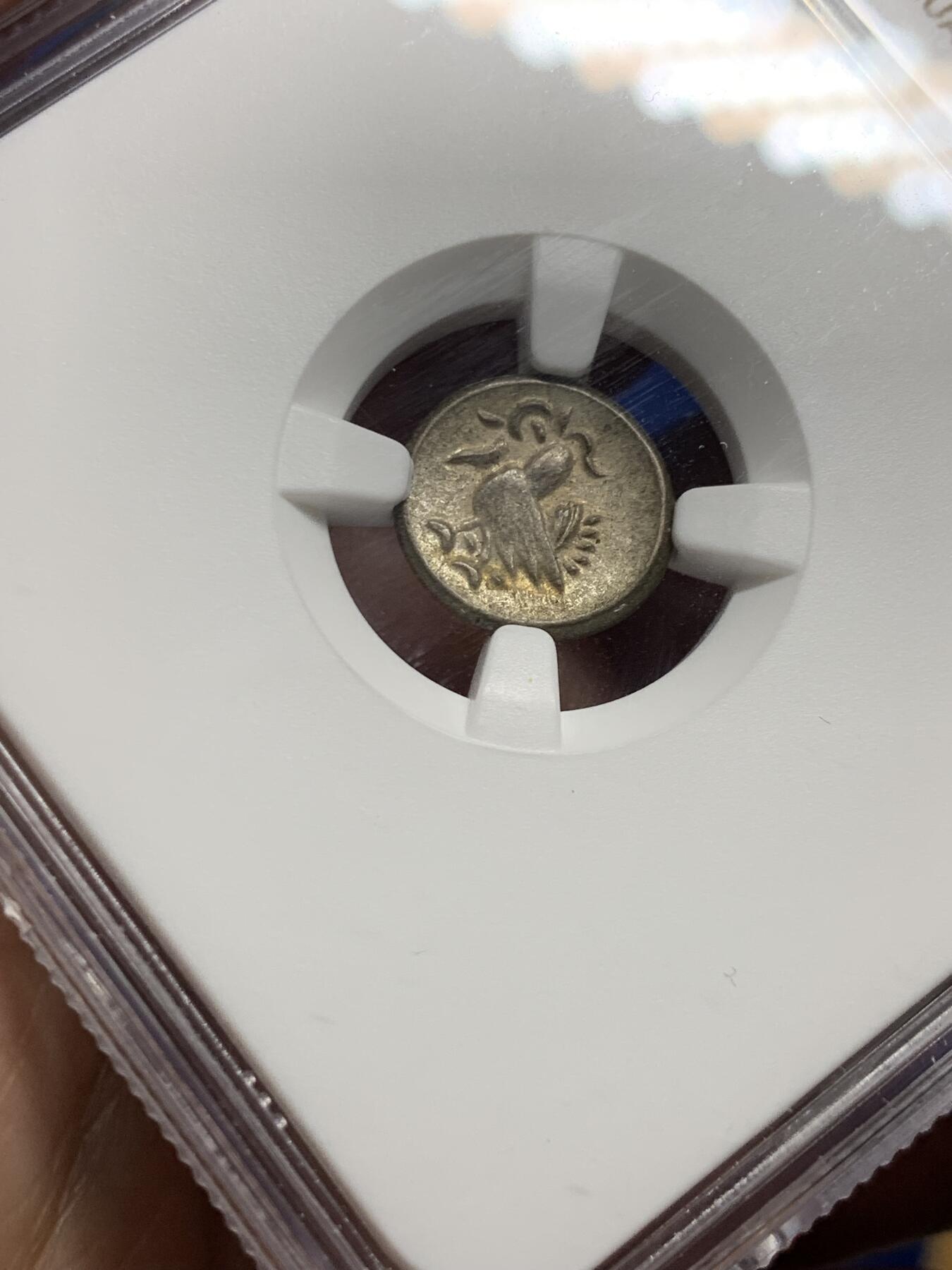 《竞宝斋》第439场 周日，周一，周二 3场连拍 （全场包邮） NGC AU55 柬埔寨1600年-1860年神鸟2PE银币，打制上佳，带光美品