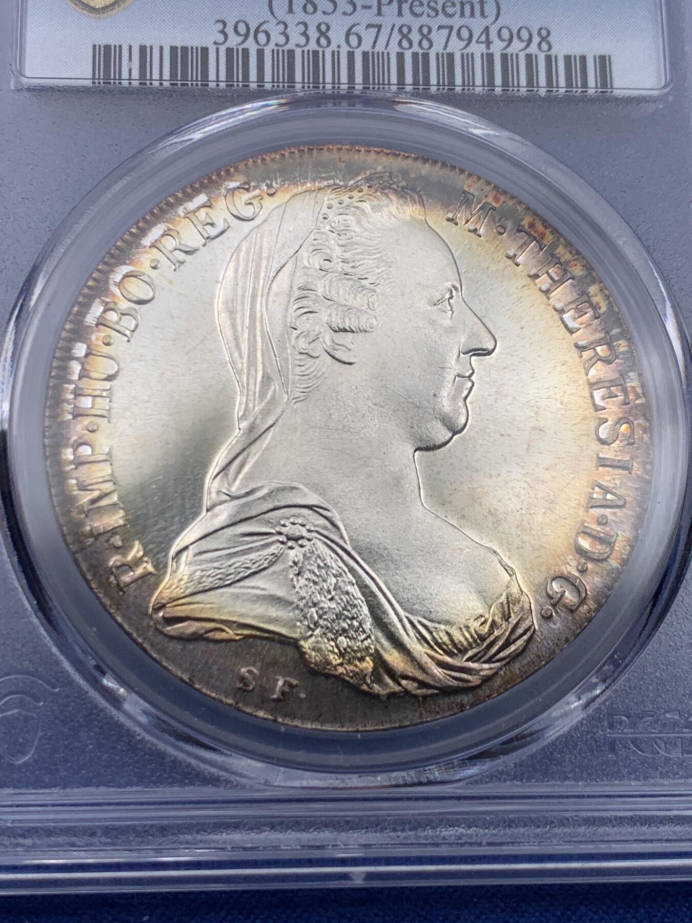 《竞宝斋》第439场 周日，周一，周二 3场连拍 （全场包邮） PCGS PR67CAM 1780年奥匈帝国大奶妈银币 PR精制币 顶级原光五彩 非常漂亮