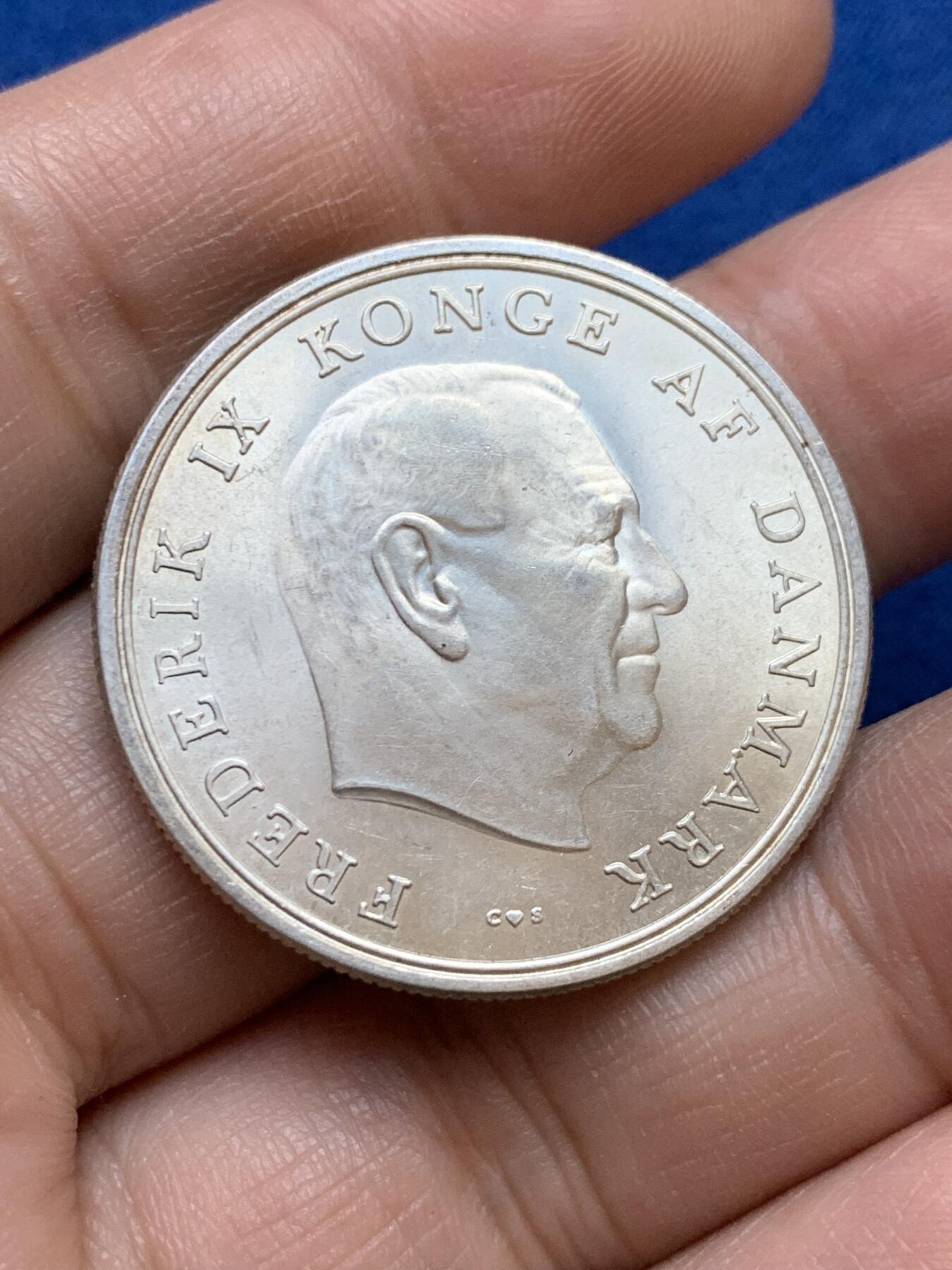 《竞宝斋》第439场 周日，周一，周二 3场连拍 （全场包邮） 丹麦1964年玛丽公主大婚5克朗纪念银币