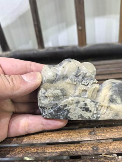 寿山石高山水墨摆件