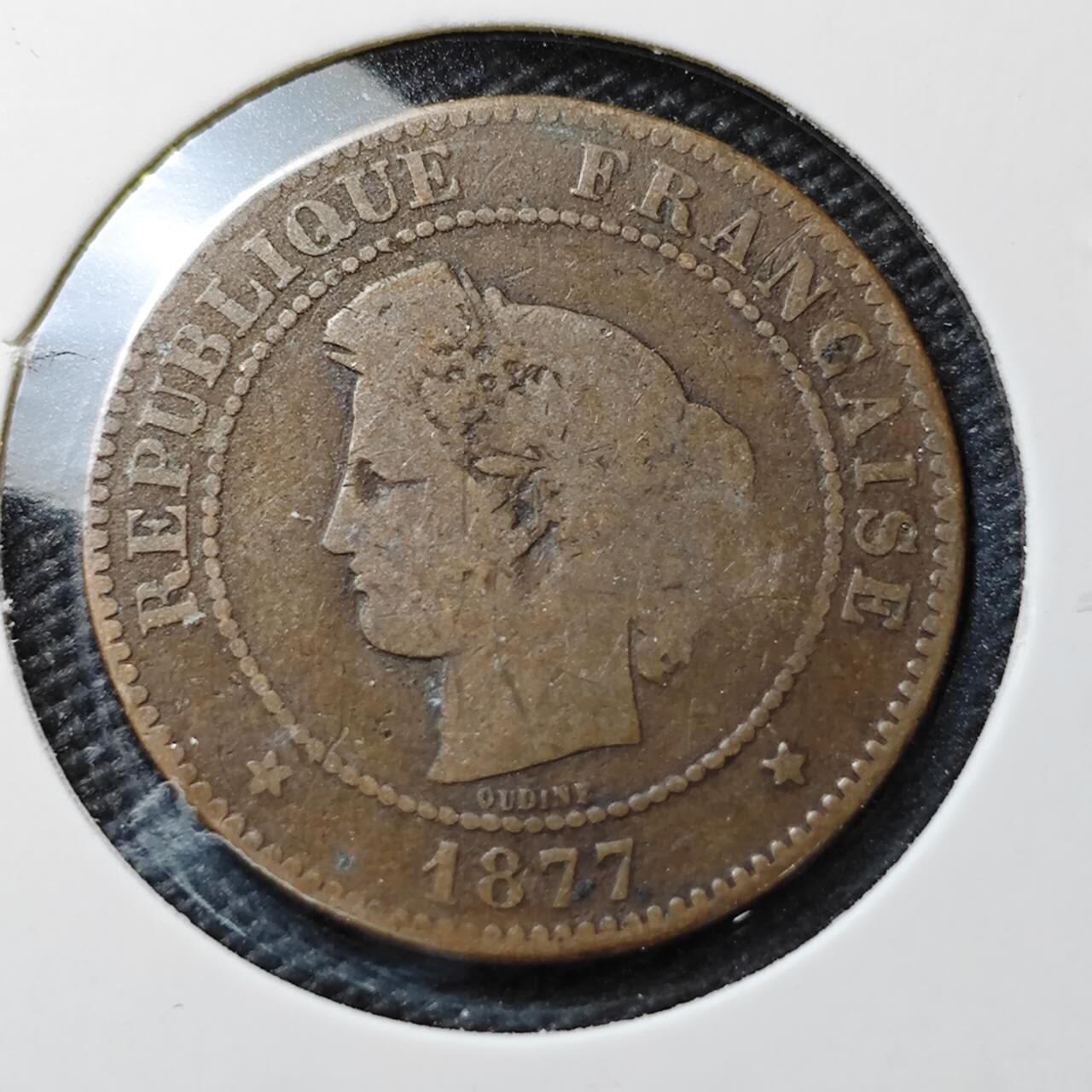 KK钱币收藏小铺  第372场  2月预留时间 周末发货  1977法国5分铜币