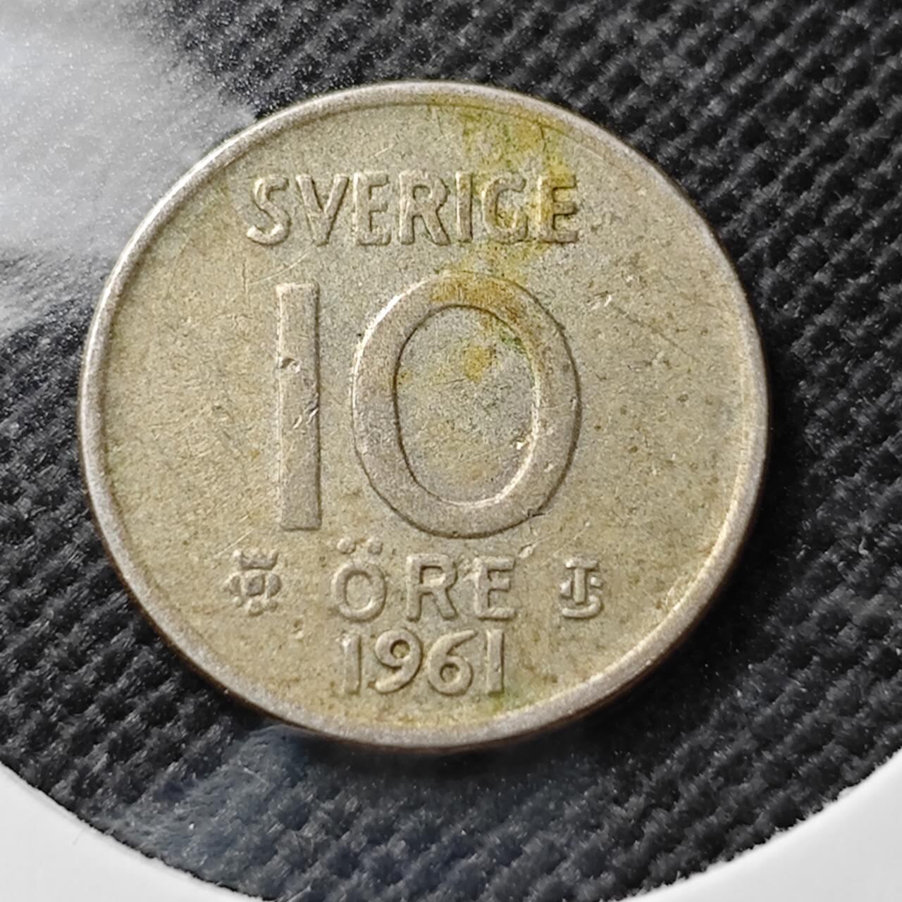 KK钱币收藏小铺  第373场  2月预留时间 周末发货  1961瑞典10欧尔银币