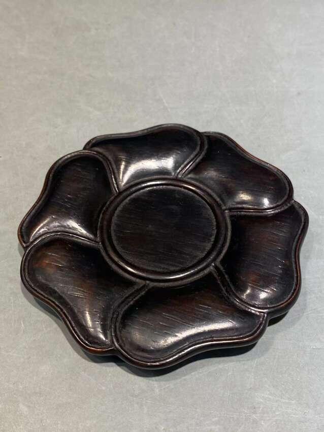 兰馨堂瓷器专场 紫檀木雕红木茶杯托盘