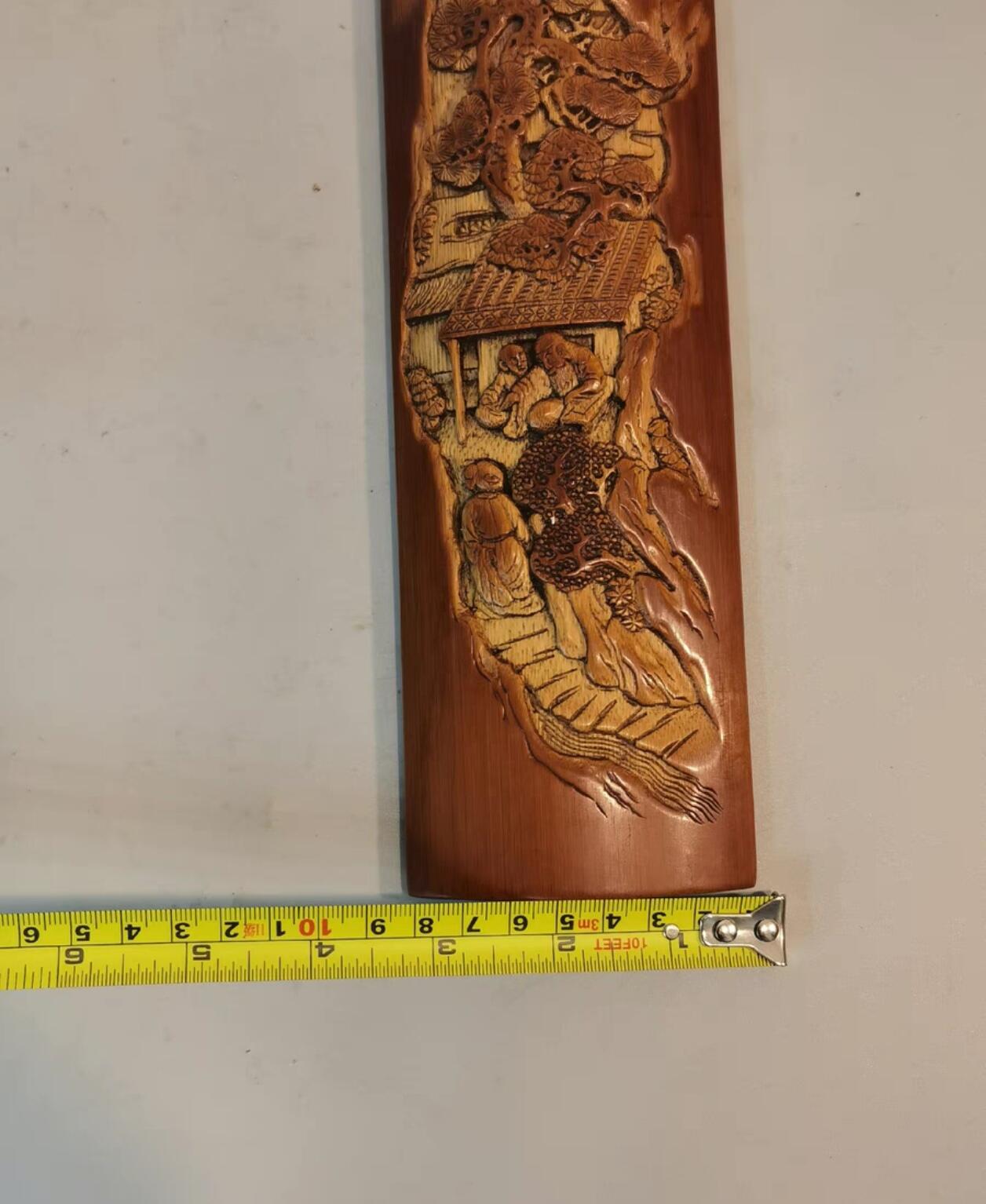 兰馨堂古玩杂项专场 竹雕风景人物臂搁镇纸 