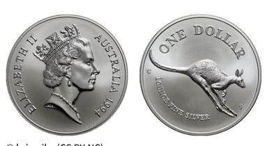 PThappally收藏第54次拍卖，英联邦地区硬币纸币 - 澳大利亚 1994  1元 袋鼠主题  1 盎司纯银纪念币 TQG MS 68+