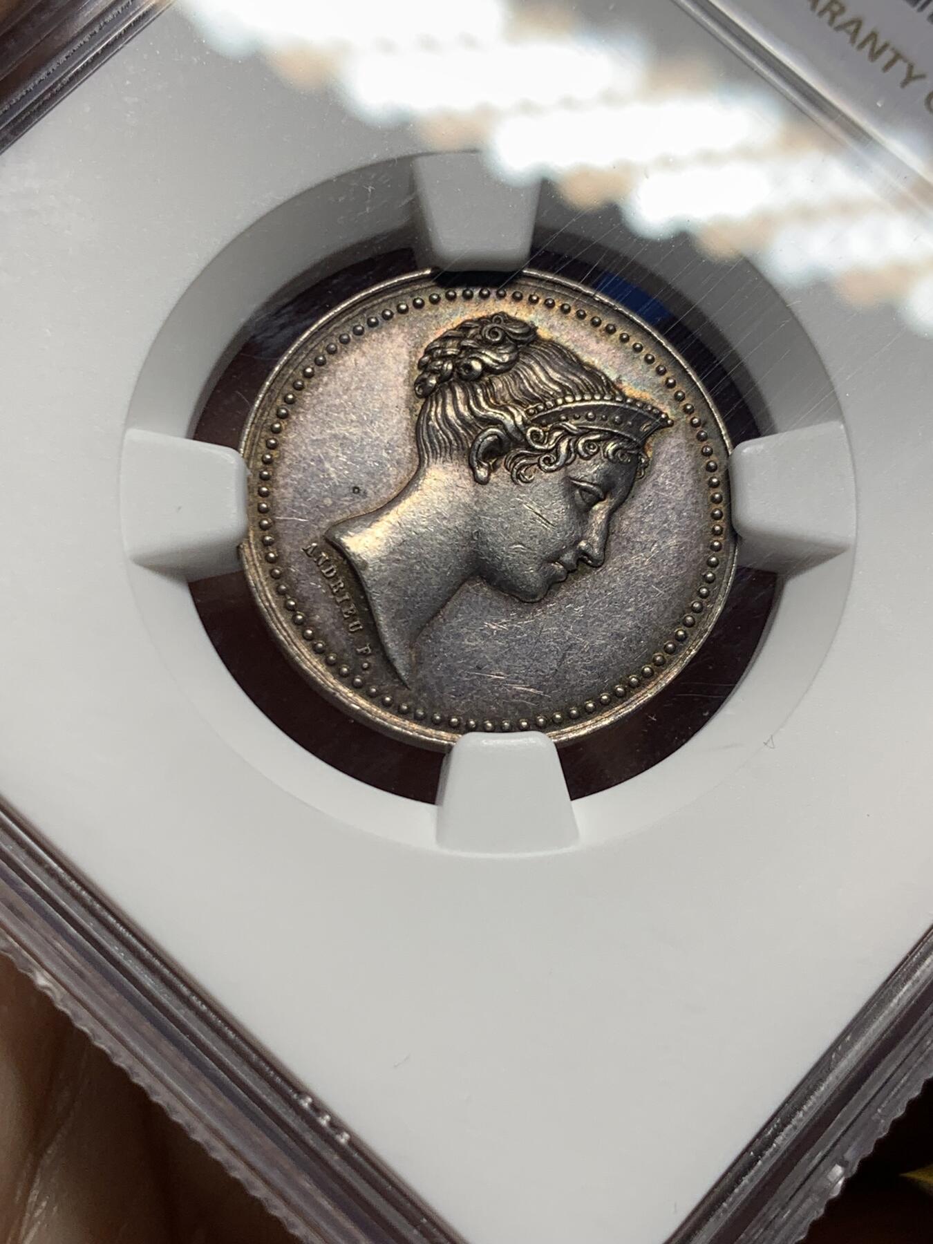 《竞宝斋》第439场 周日，周一，周二 3场连拍 （全场包邮） NGC MS62 法国1813年玛丽·路易丝皇后视察巴黎造币厂纪念银章 原铸