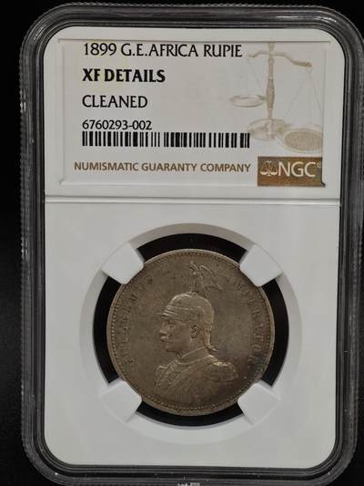 【淘币小摊】实时拍第七百九十九拍   银币套币场   满百包邮可预留二周 每周一统一发货   - 德属东非1899年1卢比银币 NGC XFD