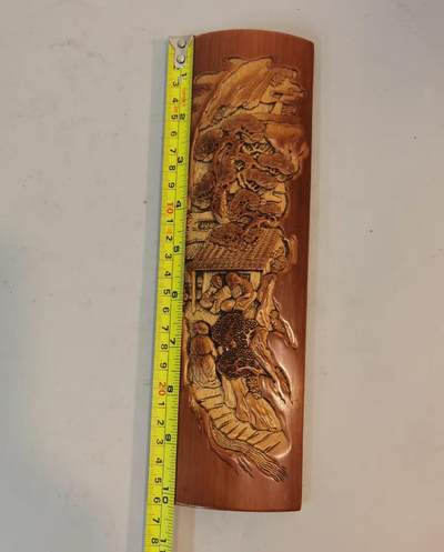 竹雕风景人物臂搁镇纸 