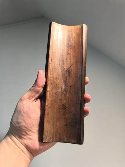 老竹雕臂搁镇纸摆件清趣图河蟹图 