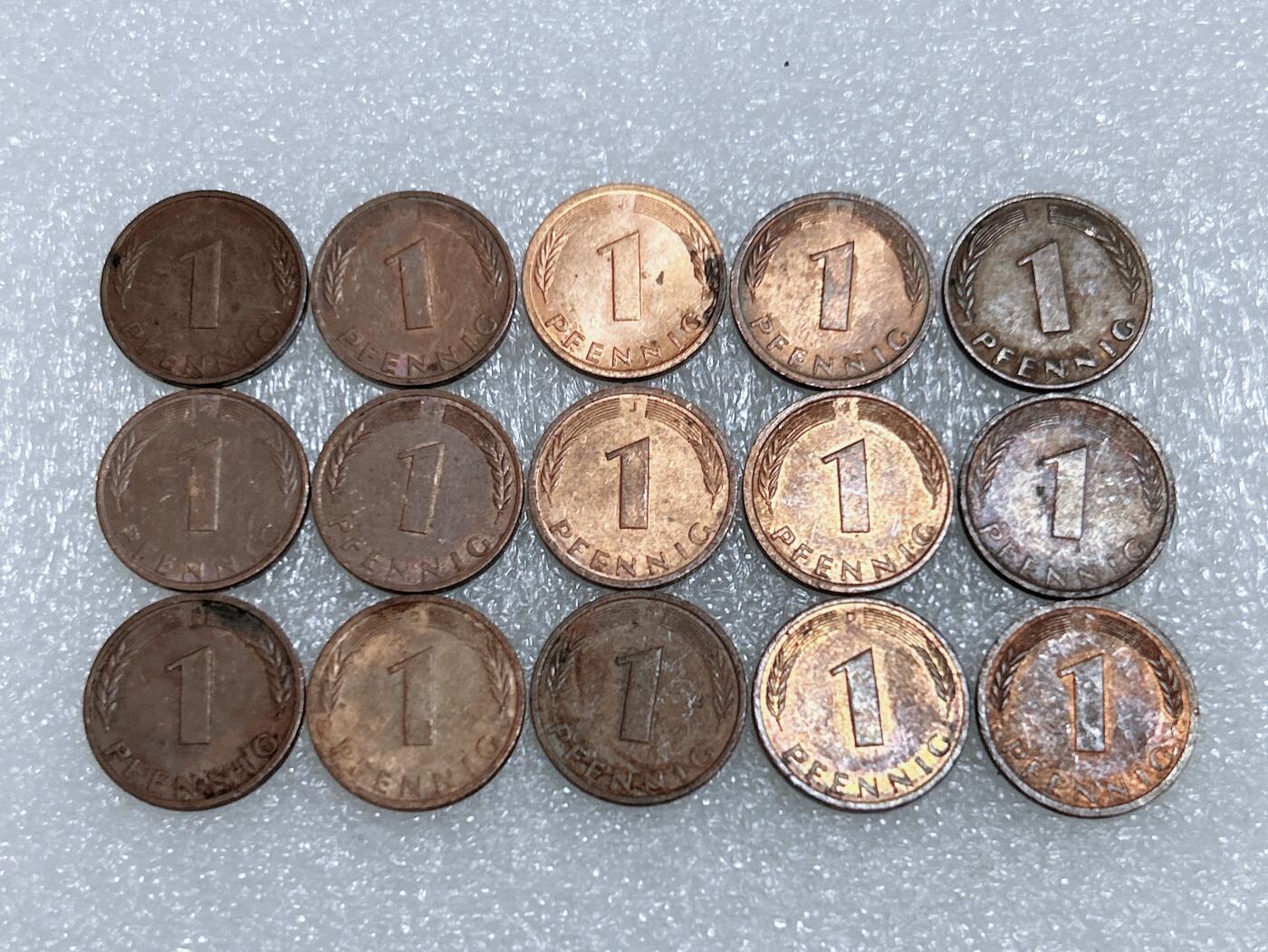 第一海外回流一元起拍收藏 散集专场  第268期 德国1芬尼硬币 15枚