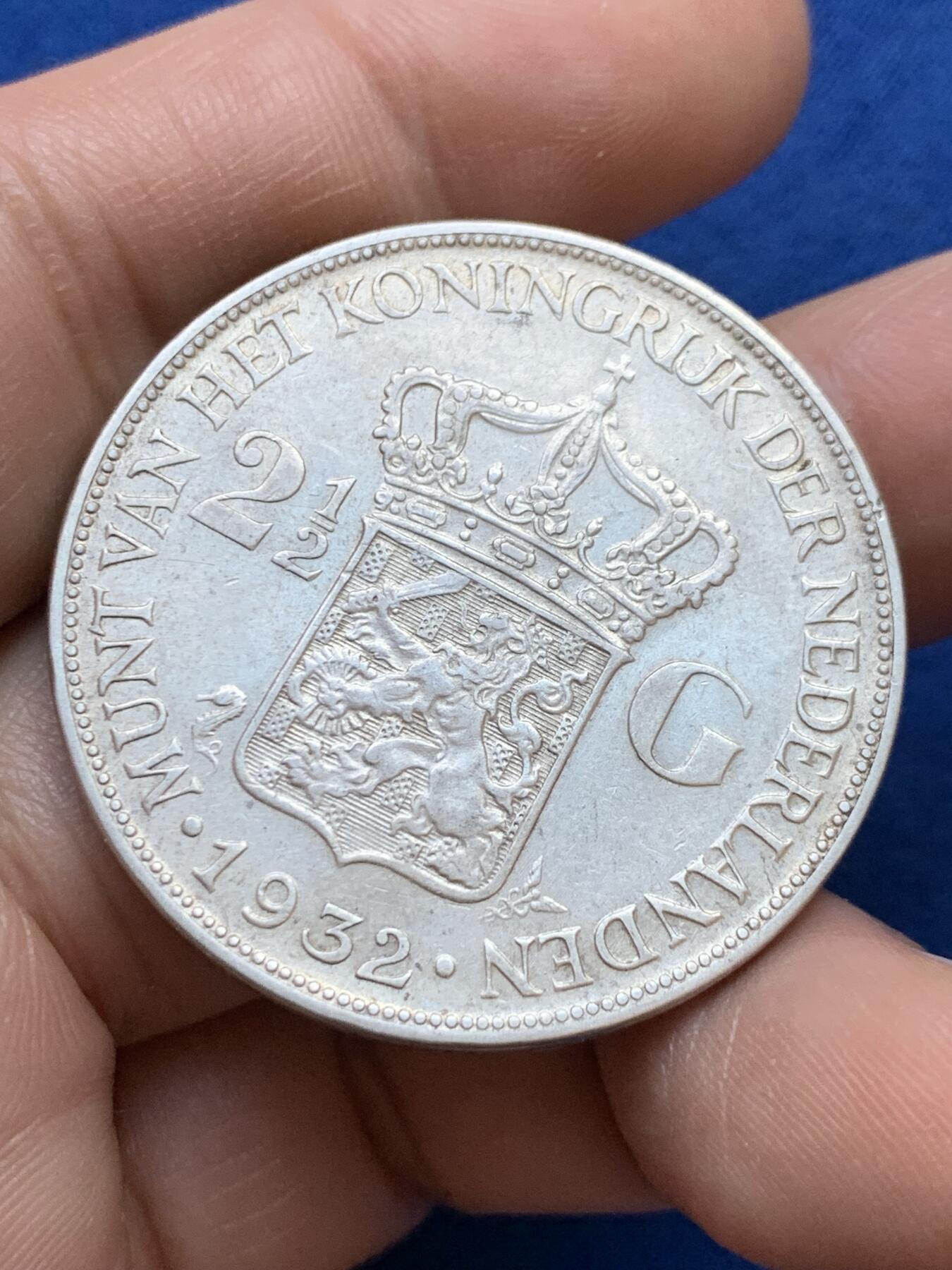 《竞宝斋》第439场 周日，周一，周二 3场连拍 （全场包邮） 荷兰 1932年 威廉明娜 2.5盾银币