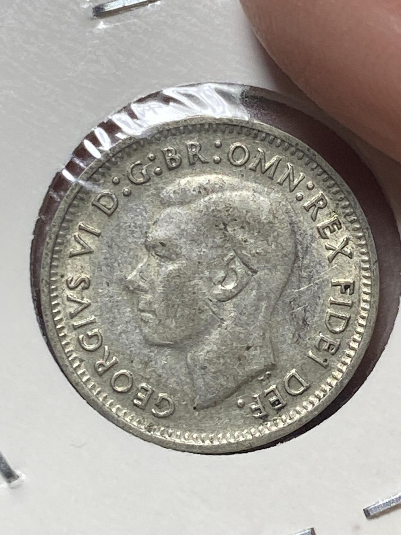 2025年第一百三十场(总第一百五十六场）外国好品纸夹散币场(免佣金) 澳大利亚🇦🇺1950年3便士银币(乔治六世第三版，m版墨尔本造，500银)