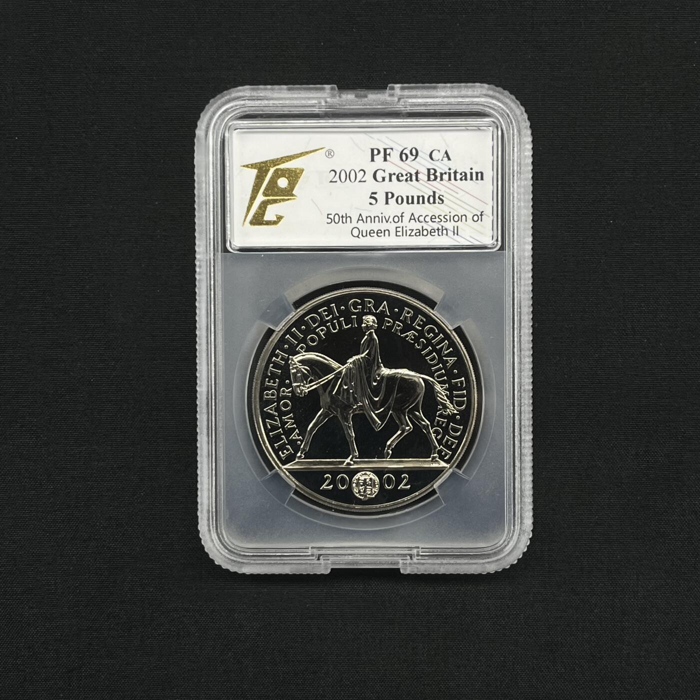 PThappally收藏第54次拍卖，英联邦地区硬币纸币 英国 2002 年 “伊丽莎白二世金禧” 5 英镑纪念币 TQG PF69CA 珍稀币种