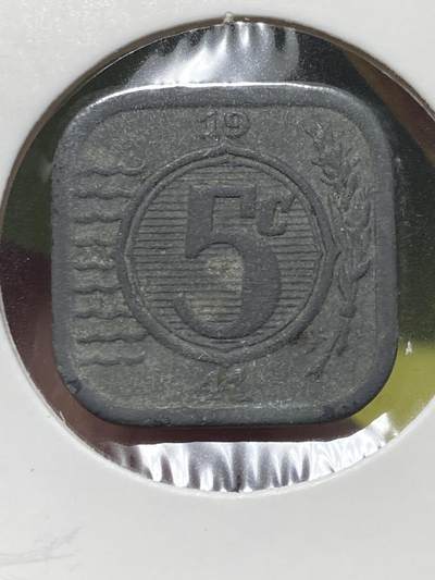 2025年第一百三十场(总第一百五十六场）外国好品纸夹散币场(免佣金) - 少见–荷兰🇳🇱1941年5分锌币(威廉明娜女王，二战德国占领时期)