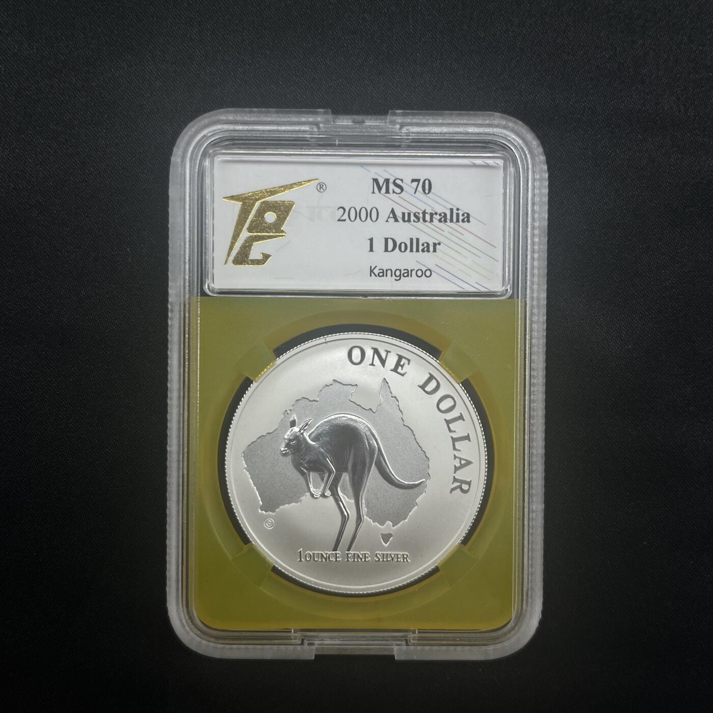 PThappally收藏第54次拍卖，英联邦地区硬币纸币 澳大利亚 2000 1元 袋鼠主题 31.1035 g 999 纯银纪念币 MS70