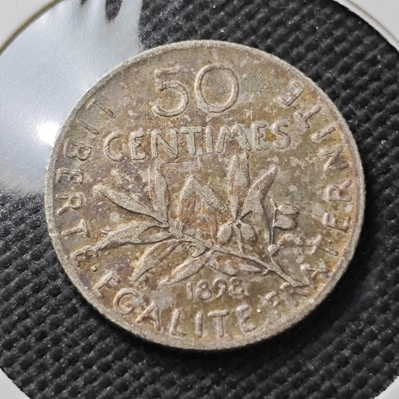 KK钱币收藏小铺  第373场  2月预留时间 周末发货  1898法国50分银币