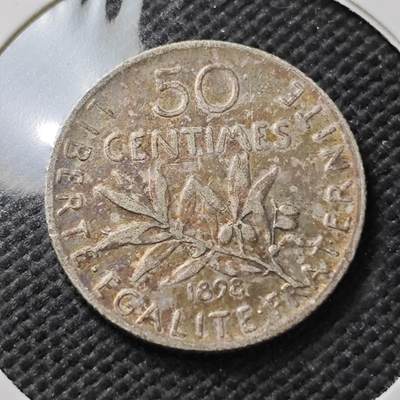 KK钱币收藏小铺  第373场  2月预留时间 周末发货 -  1898法国50分银币