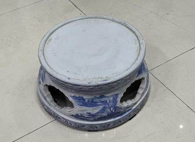 民国至创汇大尺寸青花花瓶座摆件 