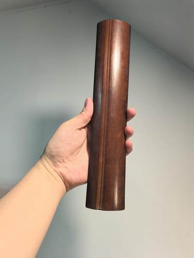 老竹雕双面诗文素镇纸摆件 双面雕工