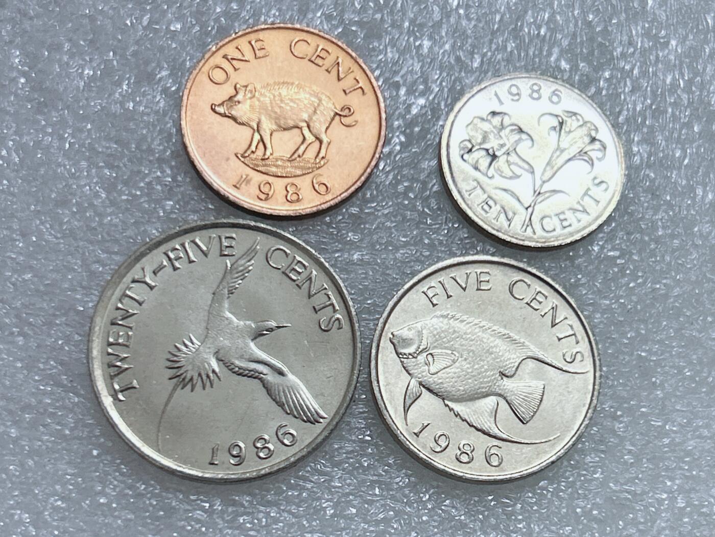 第一海外回流一元起拍收藏 散集专场  第268期 百慕大1986年硬币4枚套 原光美品