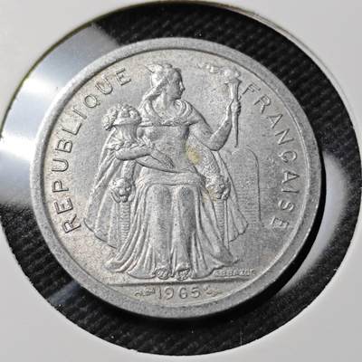 KK钱币收藏小铺  第372场  2月预留时间 周末发货 -  1965法属波利尼西亚1法郎