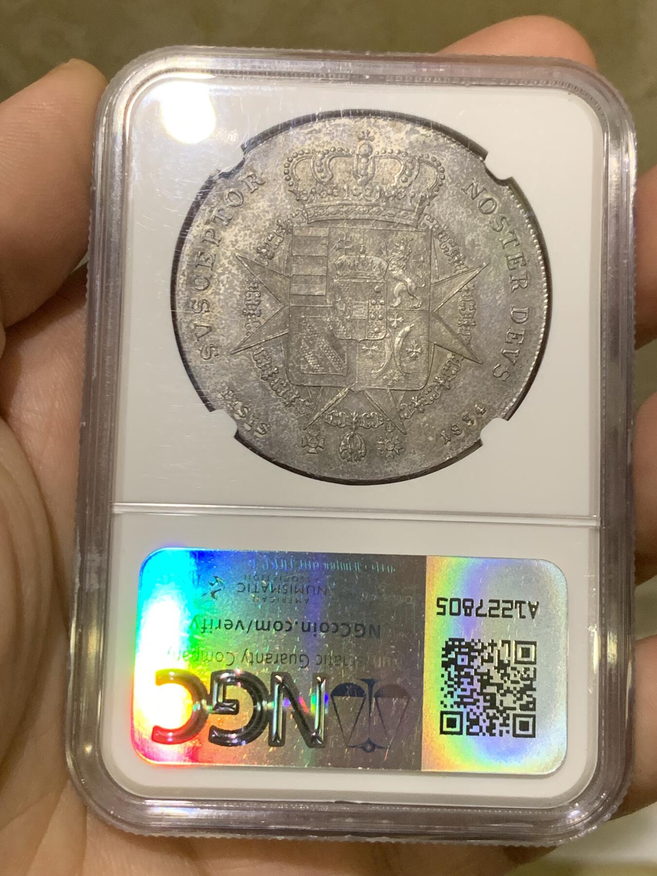 《竞宝斋》第439场 周日，周一，周二 3场连拍 （全场包邮） NGC MS61 意大利托斯卡纳 1834年 利奥波多二世 4Fiorino 罕见品种 打制状态优秀 深打极其少见 意邦核心 成交记录稀缺