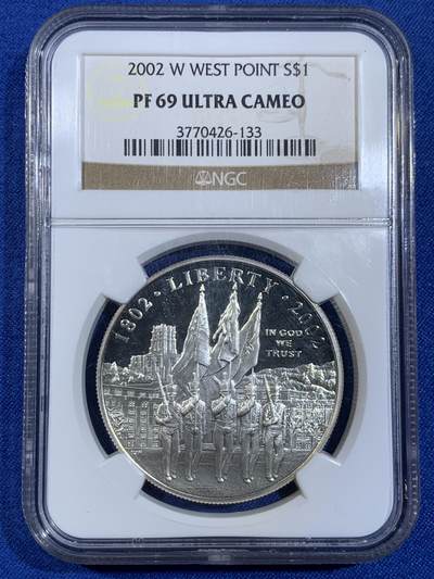 《竞宝斋》第439场 周日，周一，周二 3场连拍 （全场包邮） - NGC PF69UC 美国2002年西点军校200周年精制纪念银币 获奖币
